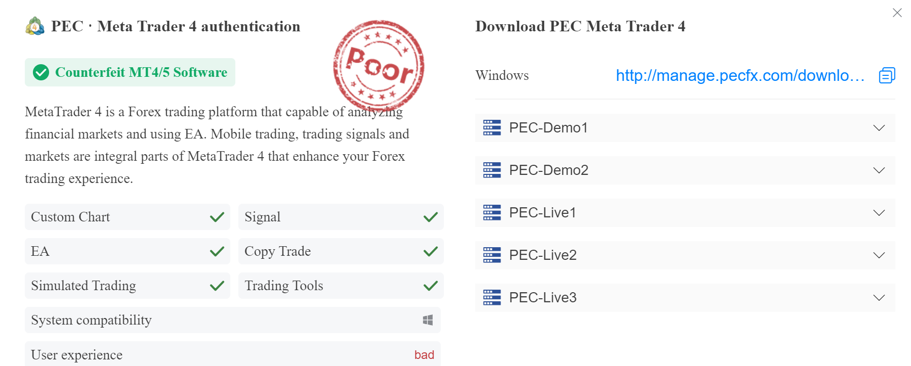 poor tradng platform 