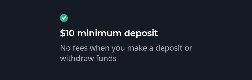$10 minimum deposit 
