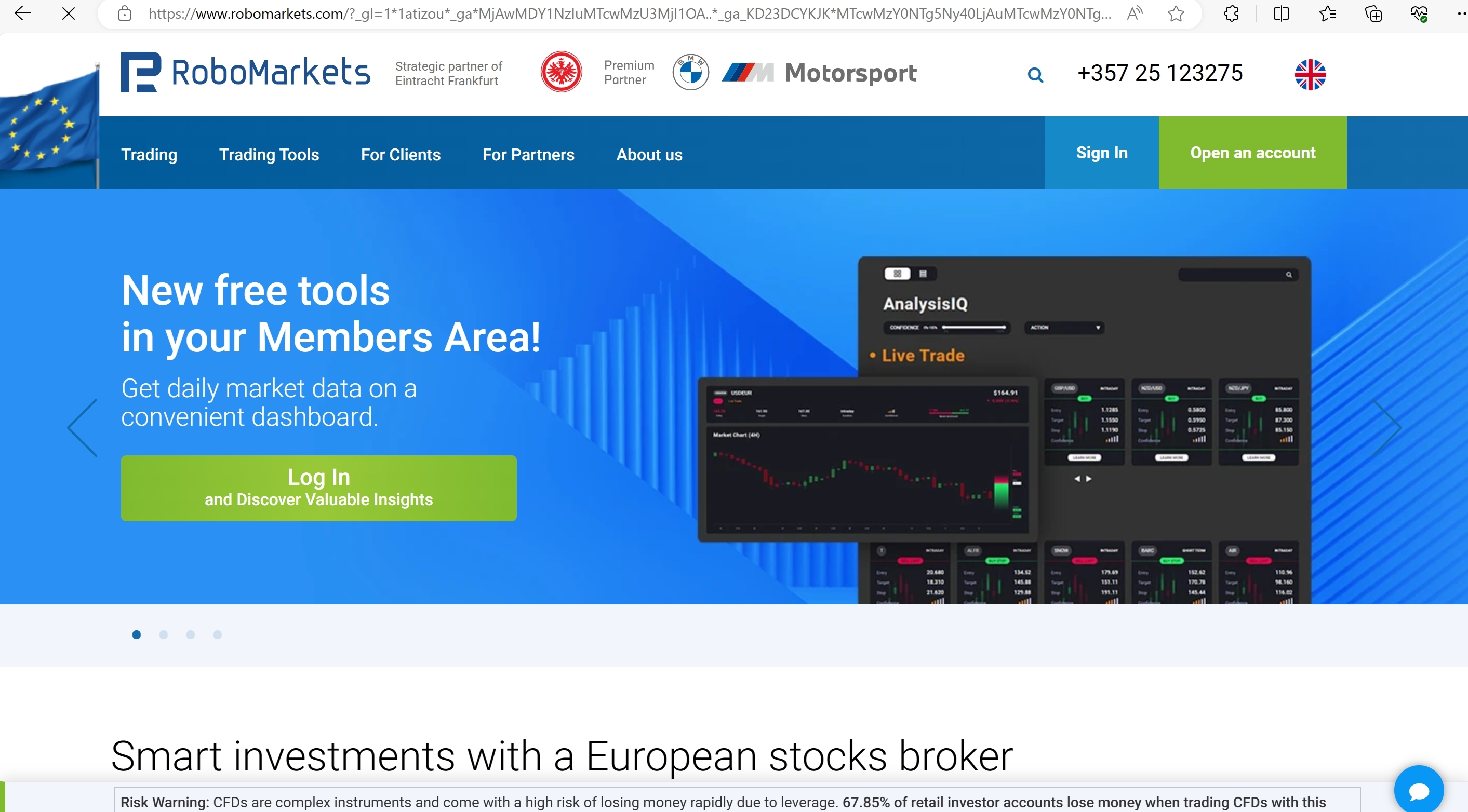 RoboMarkets' homepage