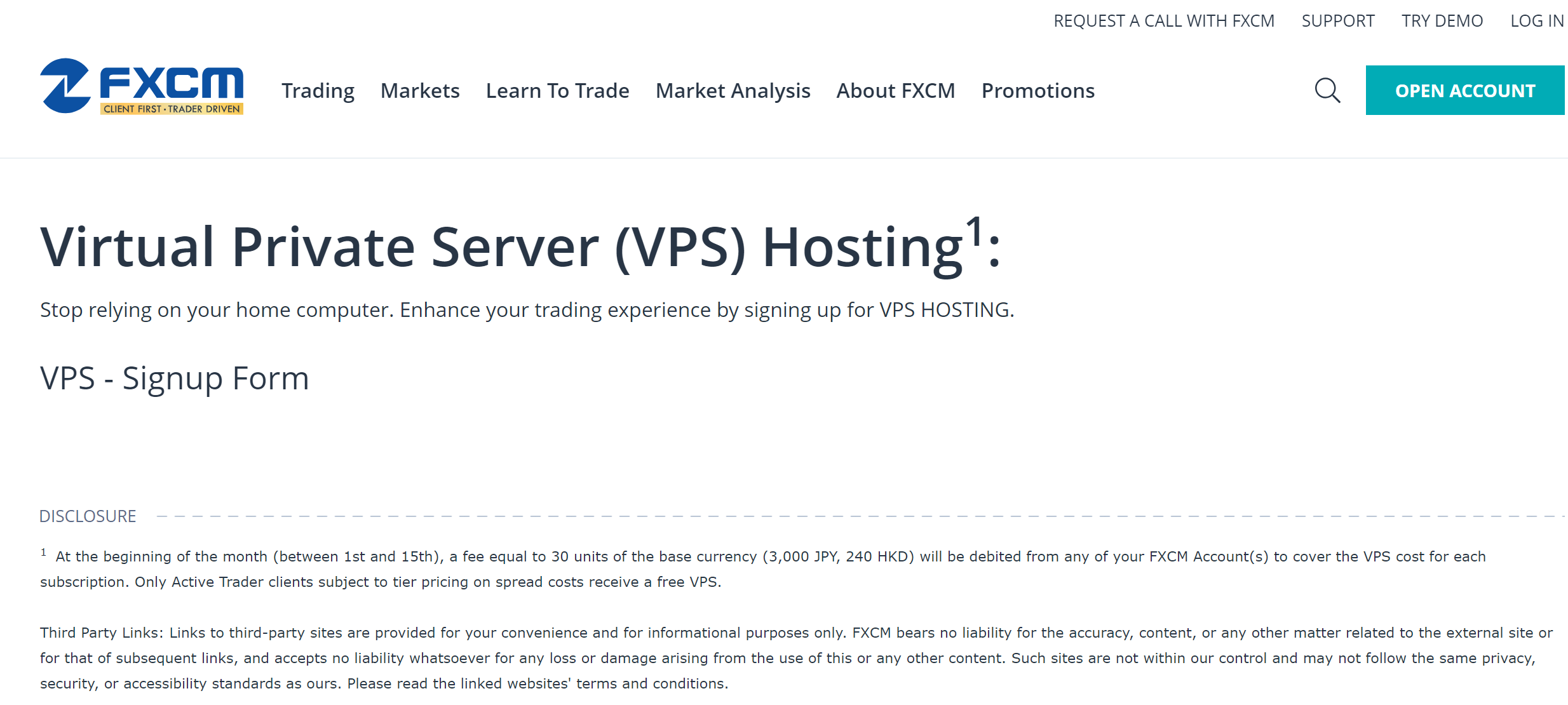 FXCM VPS Service