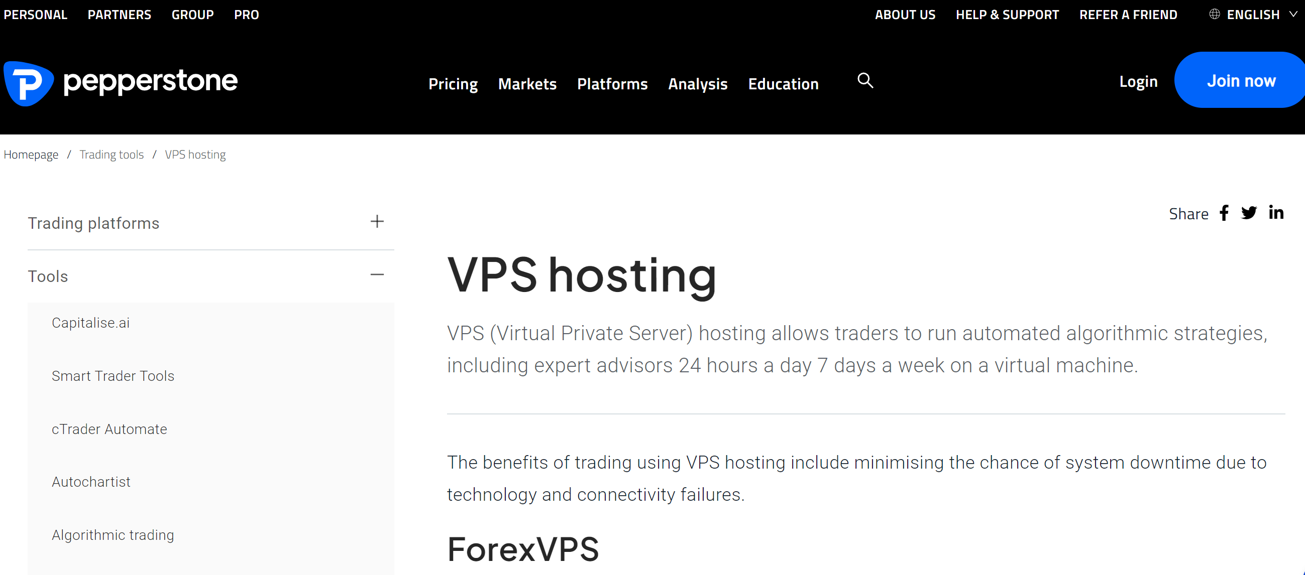 Pepperstone VPS Service