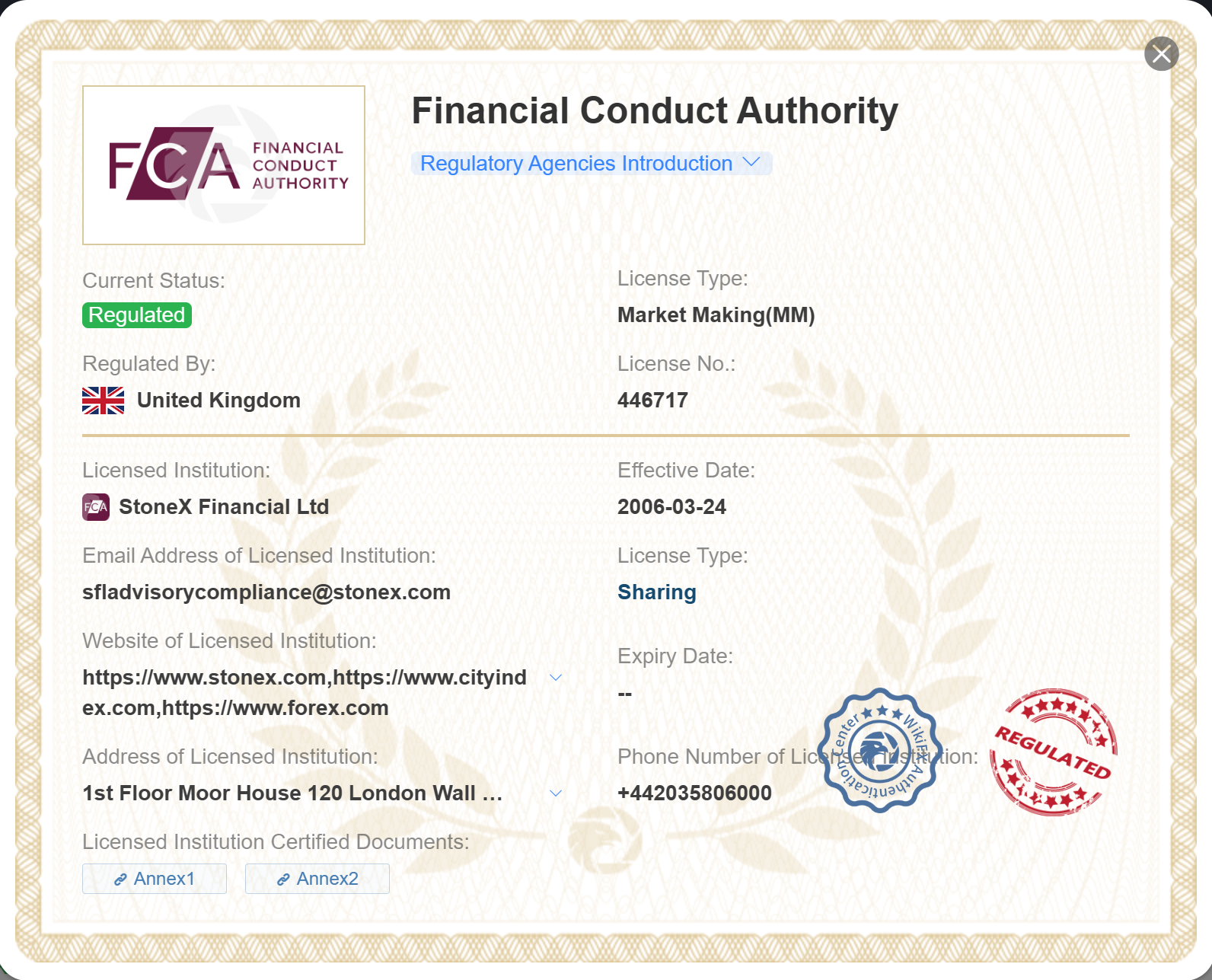 Licence FCA