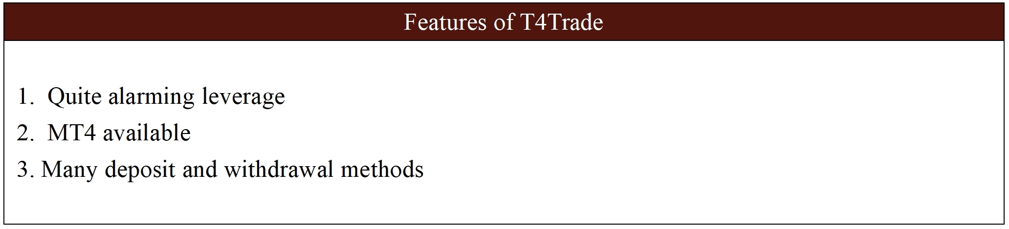 Features of T4Trade