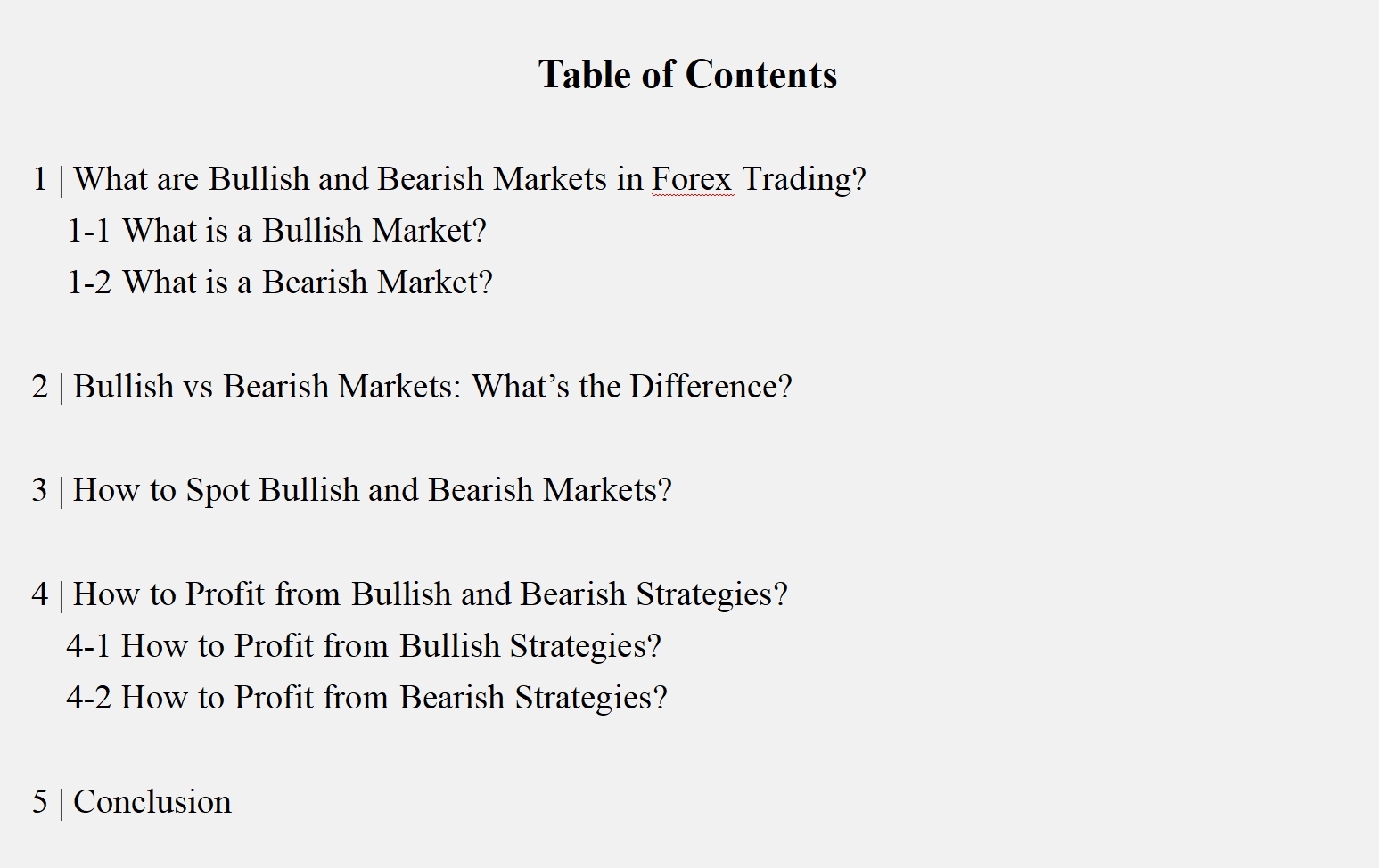 Table of contents