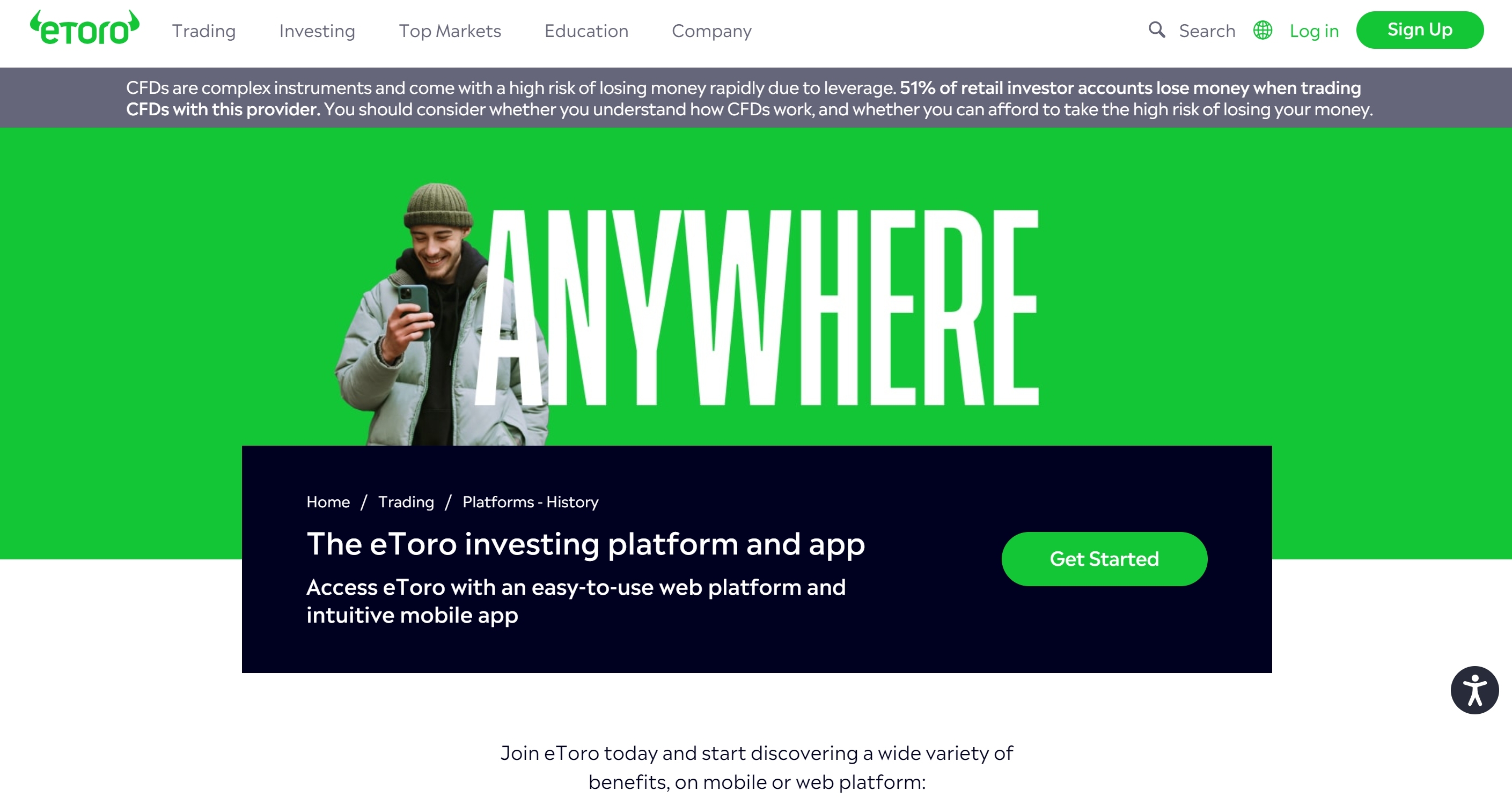 eToro platforms