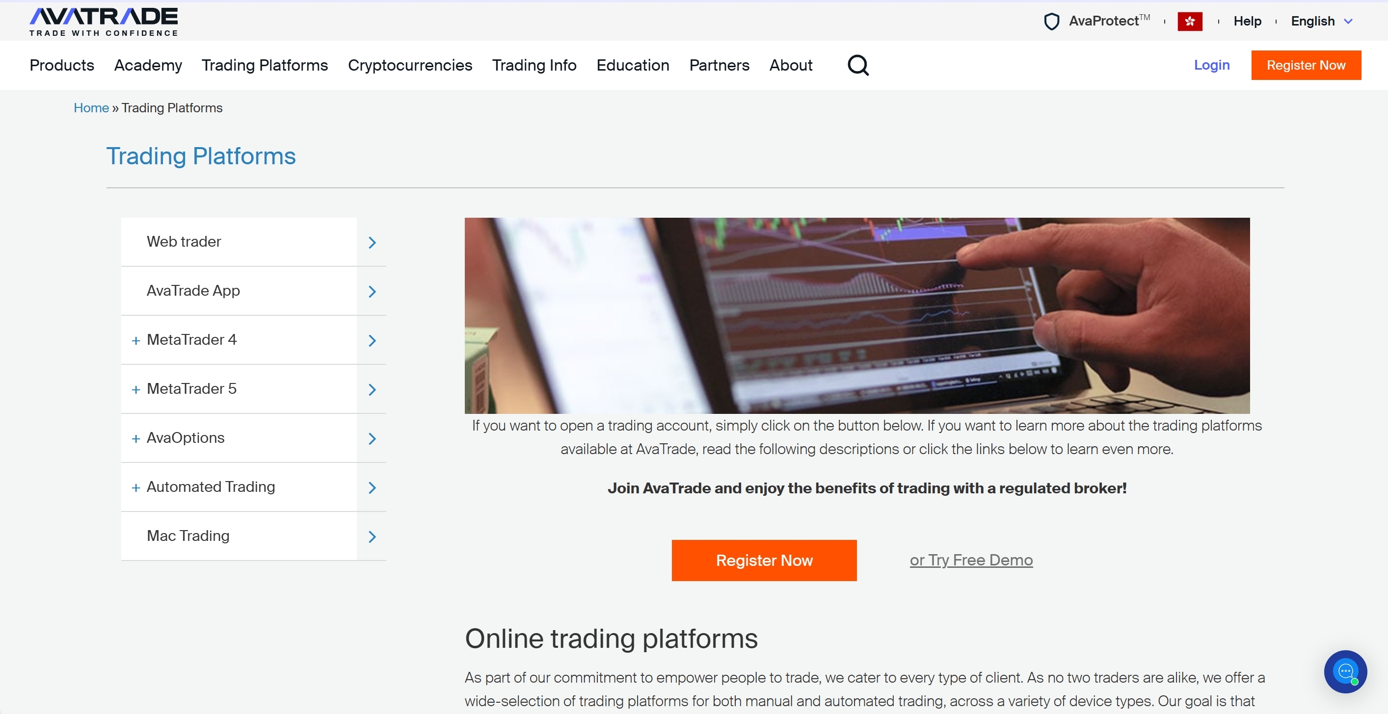 AvaTrade's trading platforms