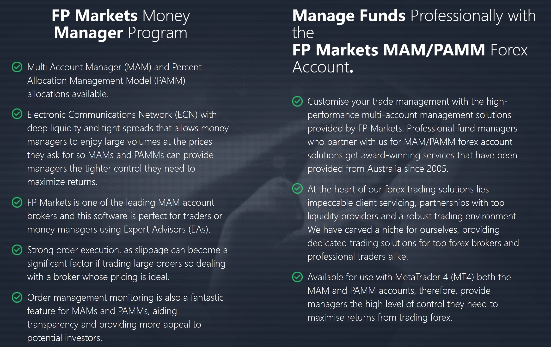 FP Markets PAMM Account