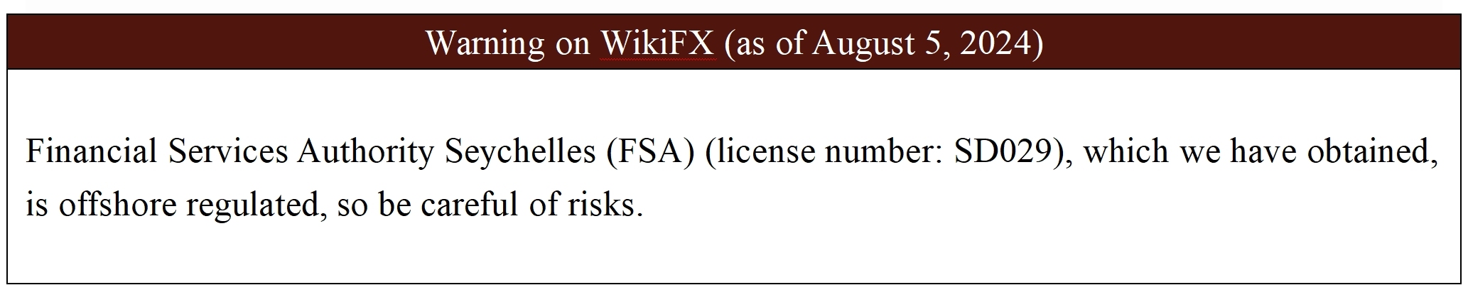 Warning on WikiFX