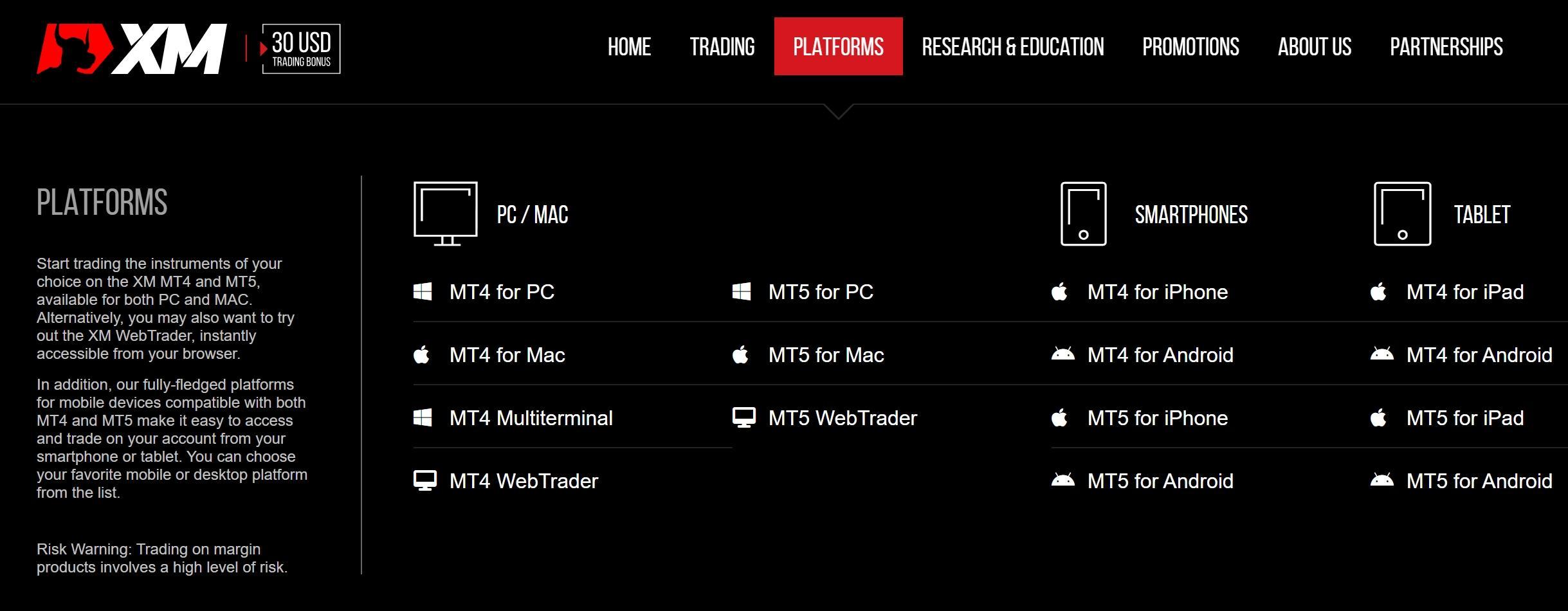 XM's platforms